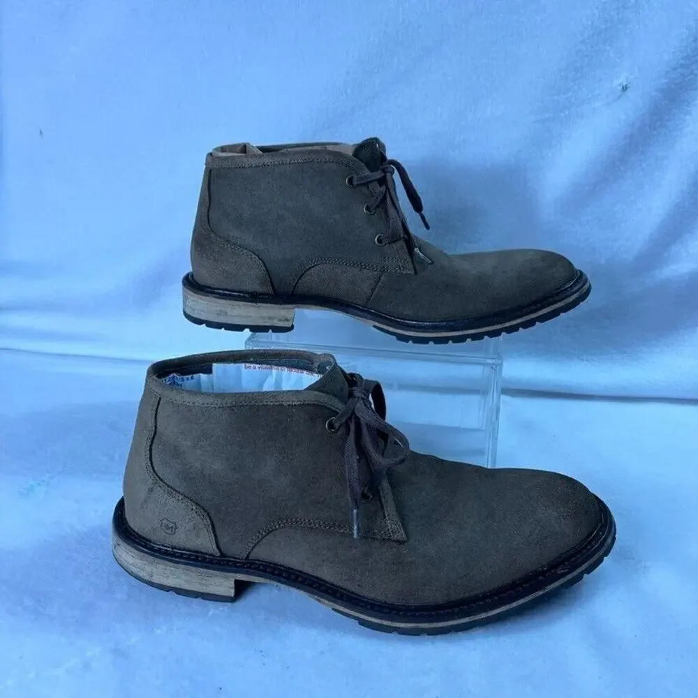 Andrew Marc Chukka Boots Mens 8 Brown Leather Round Toe Lace Up